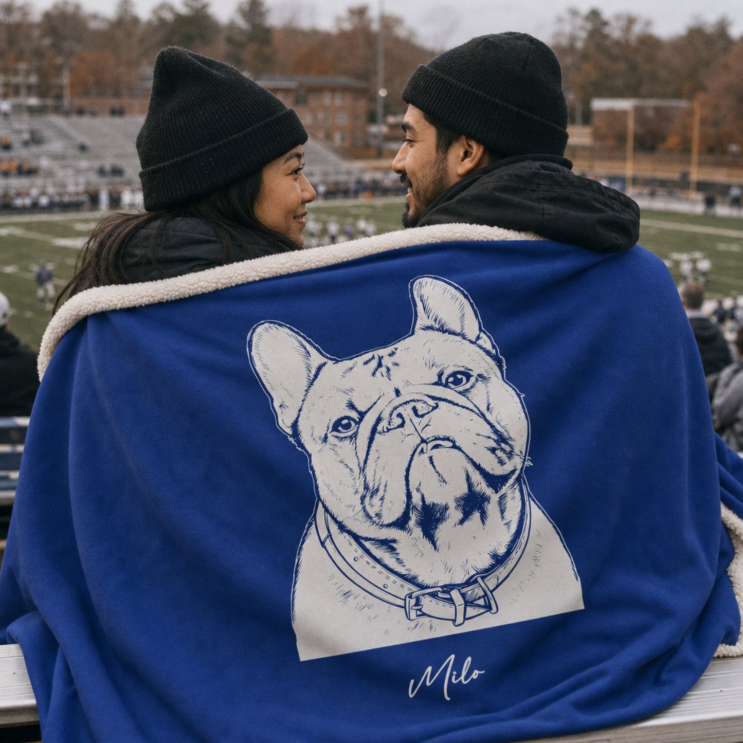 Personalized Durham Dog Sherpa Blanket | Modern Sketch Photo Upload