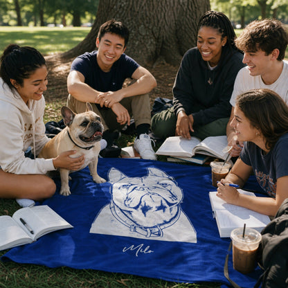 Personalized Durham Dog Velveteen Blanket | Modern Sketch Photo Upload