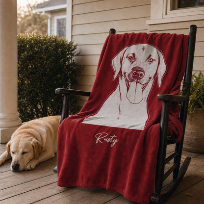 Personalized Fayetteville Dog Velveteen Blanket | Modern Sketch Photo Upload
