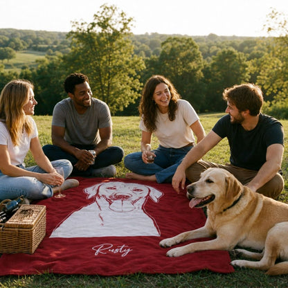 Personalized Fayetteville Dog Velveteen Blanket | Modern Sketch Photo Upload