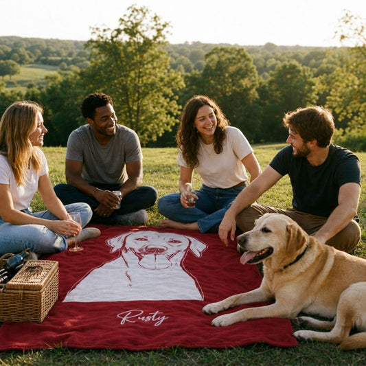 Personalized Fayetteville Dog Velveteen Blanket | Modern Sketch Photo Upload