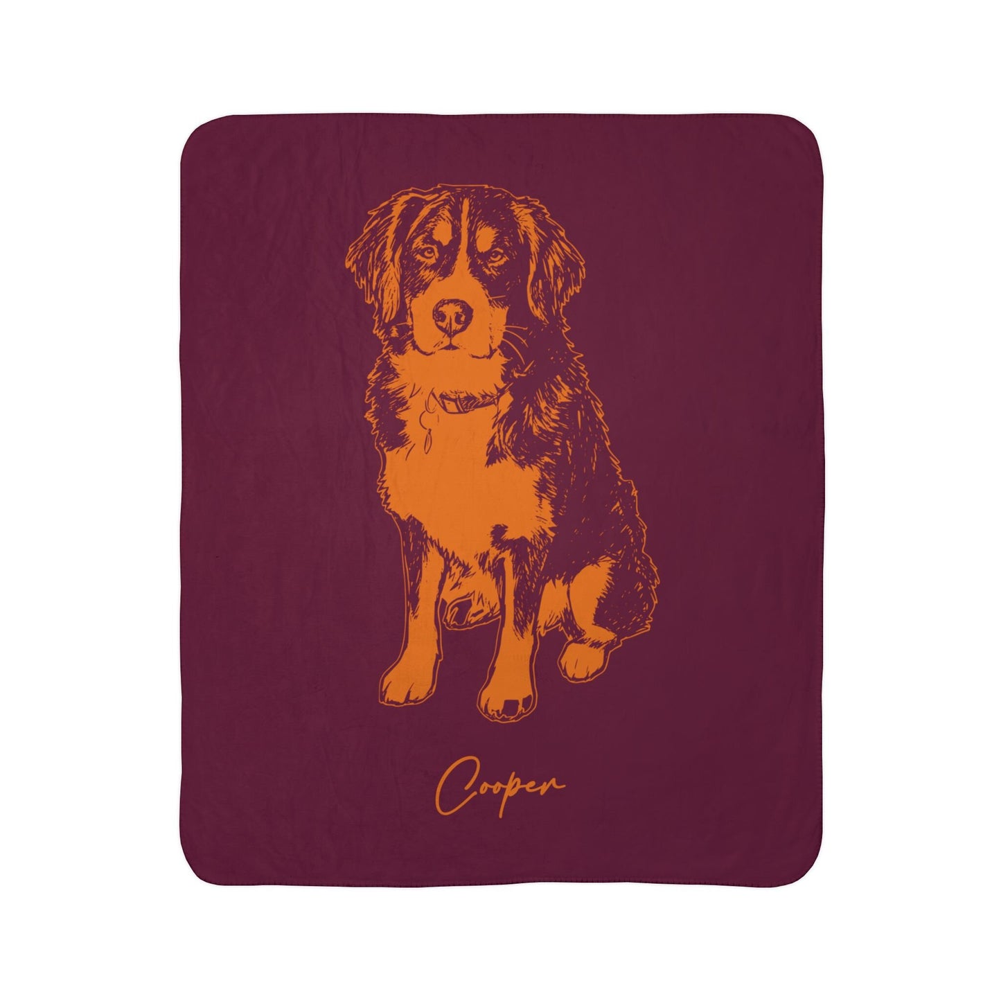 Personalized Blacksburg Dog Sherpa Blanket | Modern Sketch Photo Upload