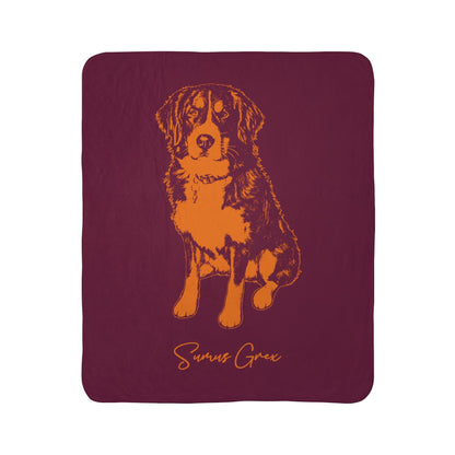 Personalized Blacksburg Dog Sherpa Blanket | Modern Sketch Photo Upload