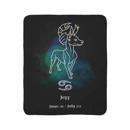 Personalized Cancer Dog Sherpa Blanket | Modern Sketch Photo Upload