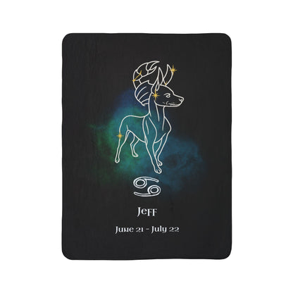 Personalized Cancer Dog Sherpa Blanket | Modern Sketch Photo Upload