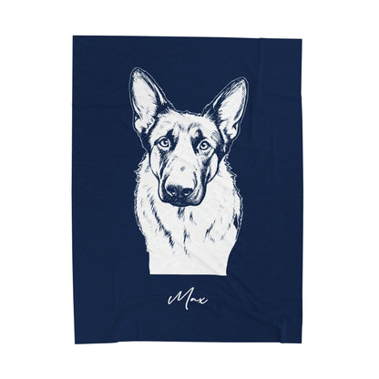 Personalized State College Dog Velveteen Blanket | Modern Sketch Photo Upload