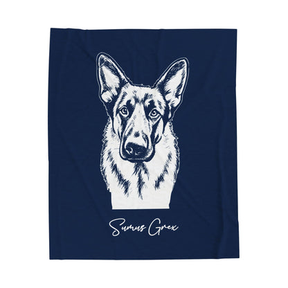 Personalized State College Dog Velveteen Blanket | Modern Sketch Photo Upload