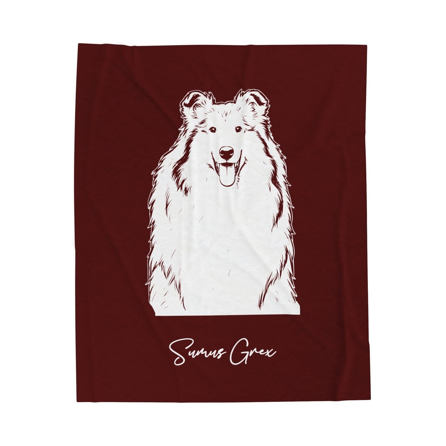 Personalized College Station Dog Velveteen Blanket | Modern Sketch Photo Upload