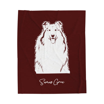Personalized College Station Dog Velveteen Blanket | Modern Sketch Photo Upload