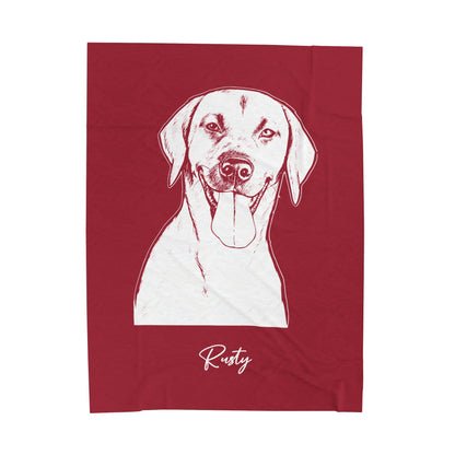 Personalized Fayetteville Dog Velveteen Blanket | Modern Sketch Photo Upload