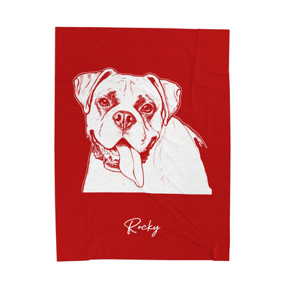 Personalized Columbus Dog Velveteen Blanket | Modern Sketch Photo Upload