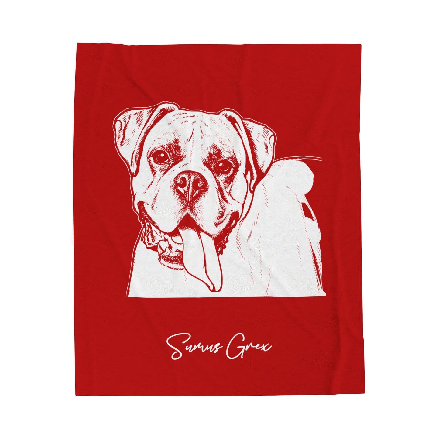 Personalized Columbus Dog Velveteen Blanket | Modern Sketch Photo Upload