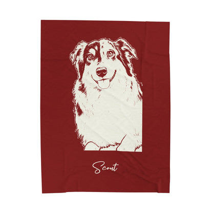 Personalized Norman Dog Velveteen Blanket | Modern Sketch Photo Upload