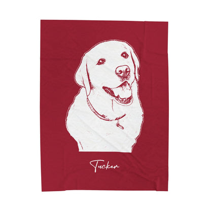 Personalized Tuscaloosa Dog Velveteen Blanket | Modern Sketch Photo Upload