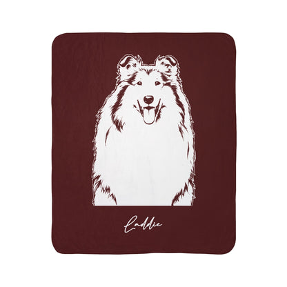 Personalized College Station Dog Sherpa Blanket | Modern Sketch Photo Upload