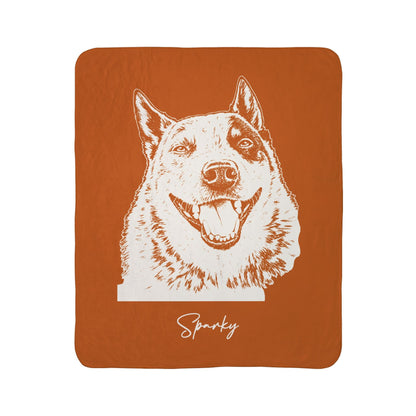 Personalized Austin Dog Sherpa Blanket | Modern Sketch Photo Upload
