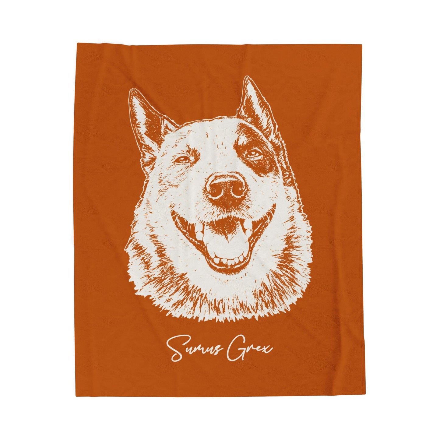 Personalized Austin Dog Velveteen Blanket | Modern Sketch Photo Upload
