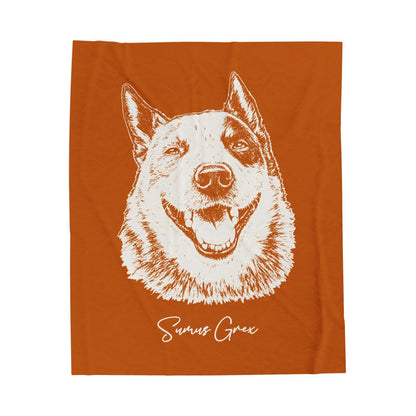 Personalized Austin Dog Velveteen Blanket | Modern Sketch Photo Upload