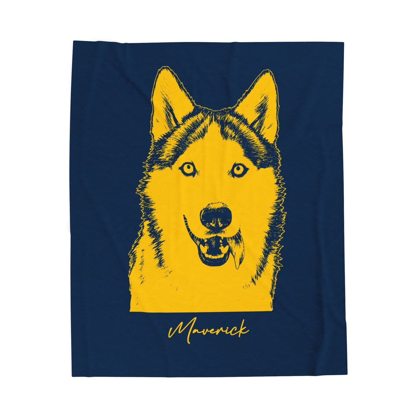 Personalized Ann Arbor Dog Velveteen Blanket | Modern Sketch Photo Upload