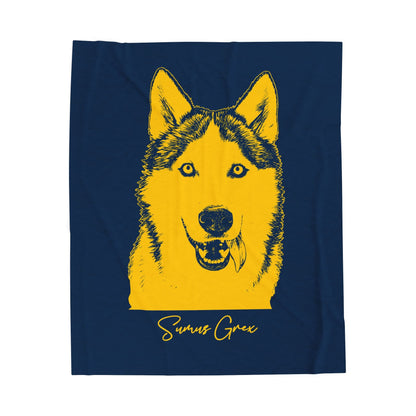 Personalized Ann Arbor Dog Velveteen Blanket | Modern Sketch Photo Upload