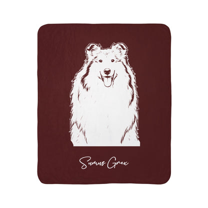 Personalized College Station Dog Sherpa Blanket | Modern Sketch Photo Upload