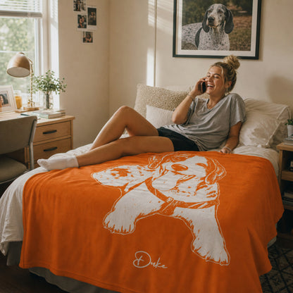 Personalized Knoxville Dog Velveteen Blanket | Modern Sketch Photo Upload