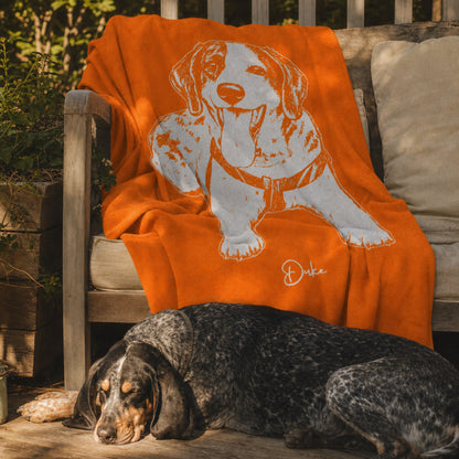 Personalized Knoxville Dog Velveteen Blanket | Modern Sketch Photo Upload
