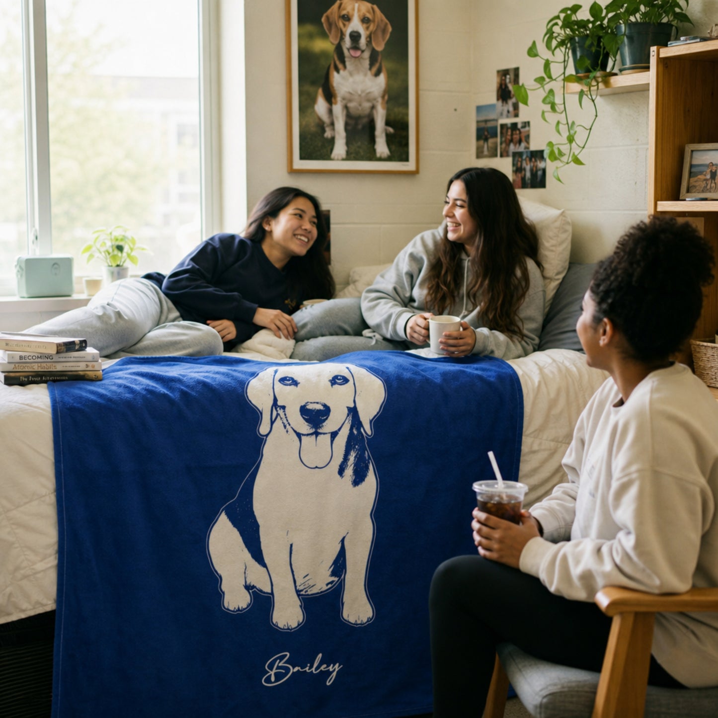 Personalized Lexington Dog Velveteen Blanket | Modern Sketch Photo Upload