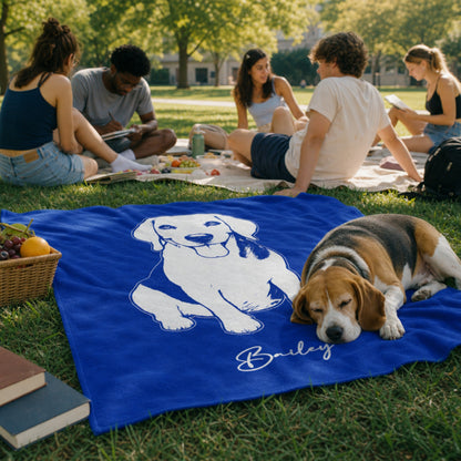 Personalized Lexington Dog Velveteen Blanket | Modern Sketch Photo Upload