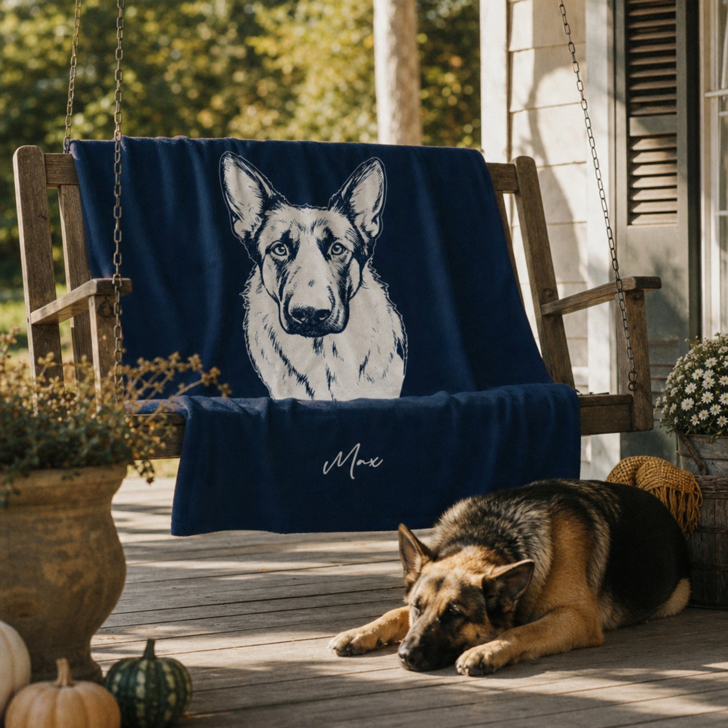 Personalized State College Dog Velveteen Blanket | Modern Sketch Photo Upload