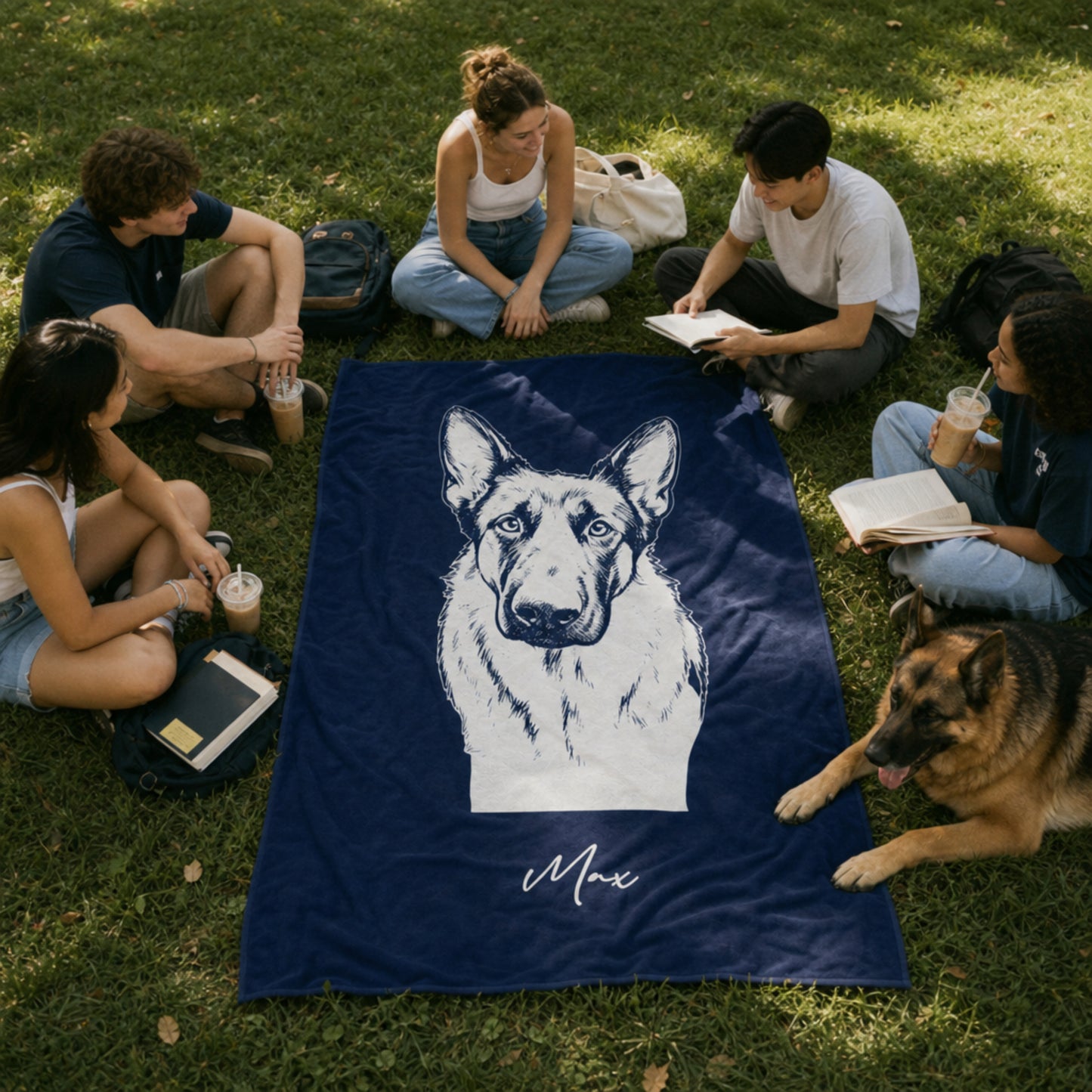 Personalized State College Dog Velveteen Blanket | Modern Sketch Photo Upload