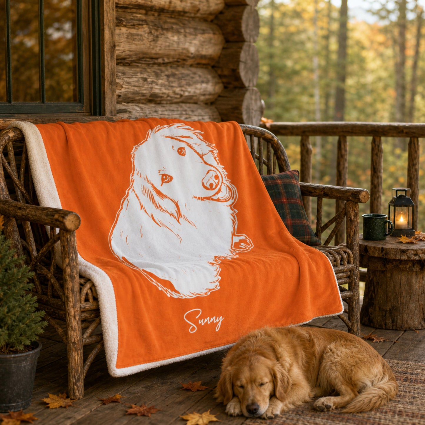 Personalized Central Dog Sherpa Blanket | Modern Sketch Photo Upload