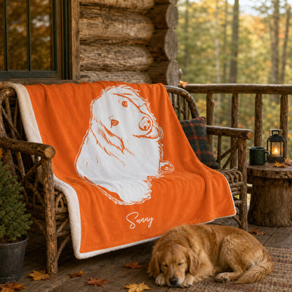 Personalized Central Dog Sherpa Blanket | Modern Sketch Photo Upload