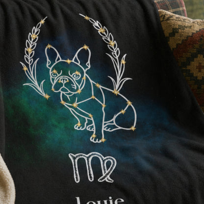 Personalized Virgo Dog Sherpa Blanket | Modern Sketch Photo Upload