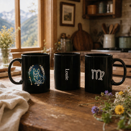 Personalized Virgo Dog Mug | Modern Sketch Photo Upload