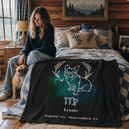 Personalized Virgo Dog Velveteen Blanket | Modern Sketch Photo Upload