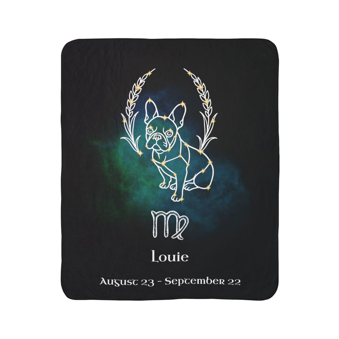 Personalized Virgo Dog Sherpa Blanket | Modern Sketch Photo Upload
