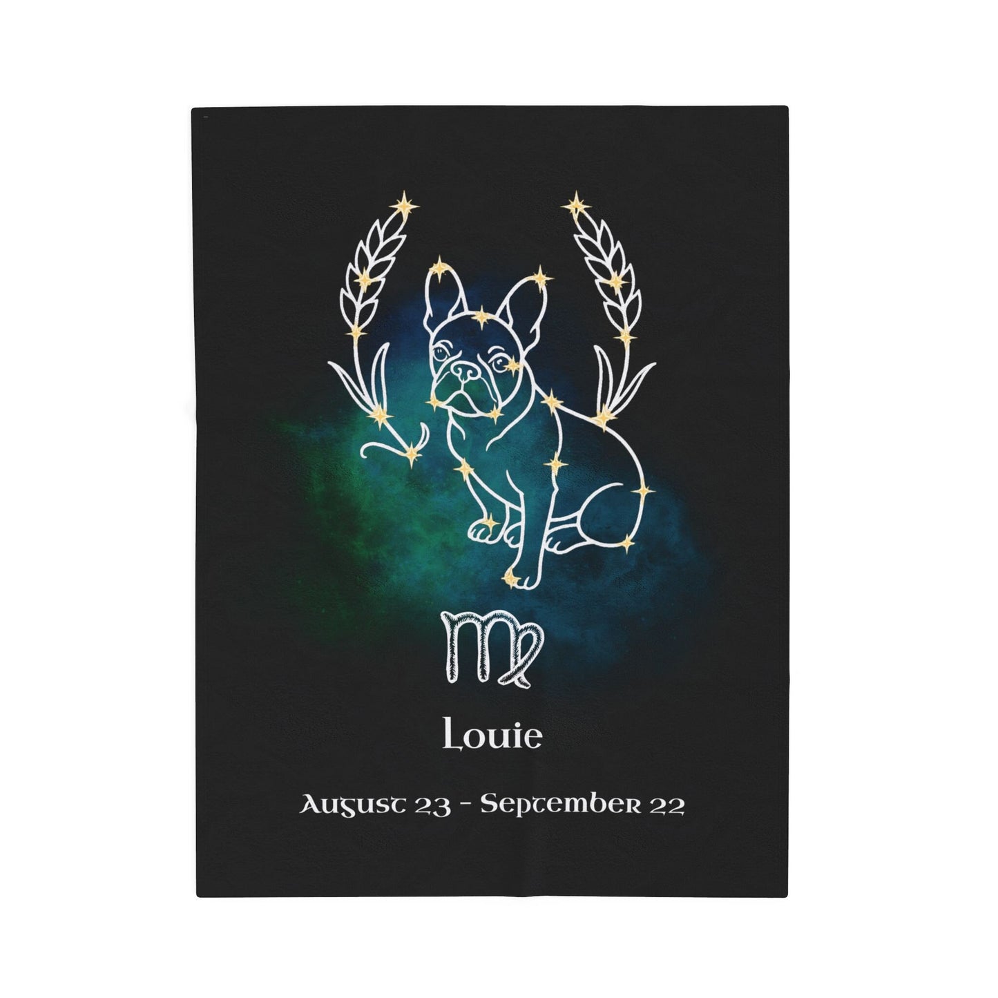 Personalized Virgo Dog Velveteen Blanket | Modern Sketch Photo Upload