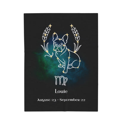 Personalized Virgo Dog Velveteen Blanket | Modern Sketch Photo Upload