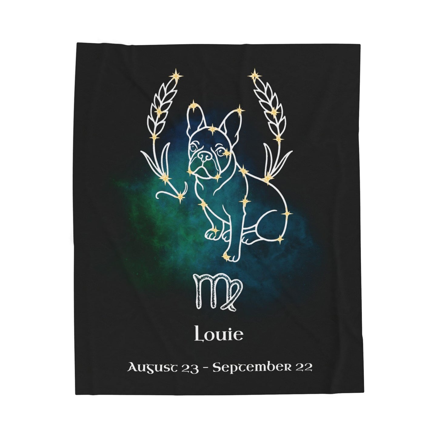 Personalized Virgo Dog Velveteen Blanket | Modern Sketch Photo Upload