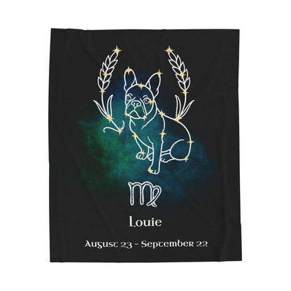 Personalized Virgo Dog Velveteen Blanket | Modern Sketch Photo Upload
