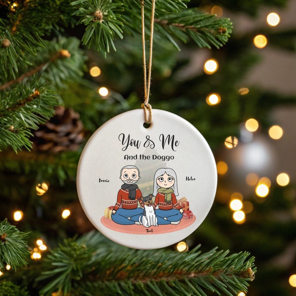 A Family Christmas: Your Personalized Ornament_Doggo Mojo_Holiday Ornaments_Round_One size_1