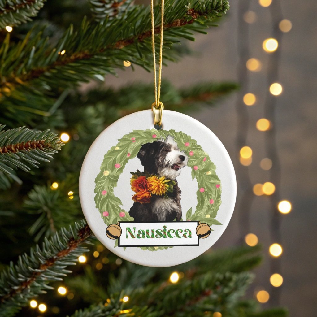 A Furry Friend's Christmas Memory Ornament with Custom Photo_Doggo Mojo_Holiday Ornaments_Round_One size_1