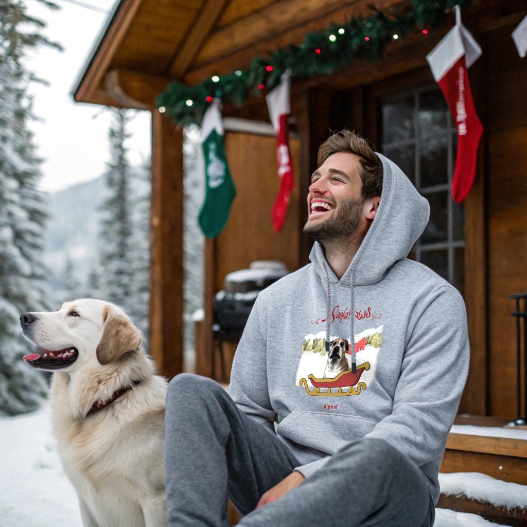 A Furry Friend's Winter Wonderland Hoodie with Custom Photo_Doggo Mojo_Hoodies_Athletic Heather_S_2