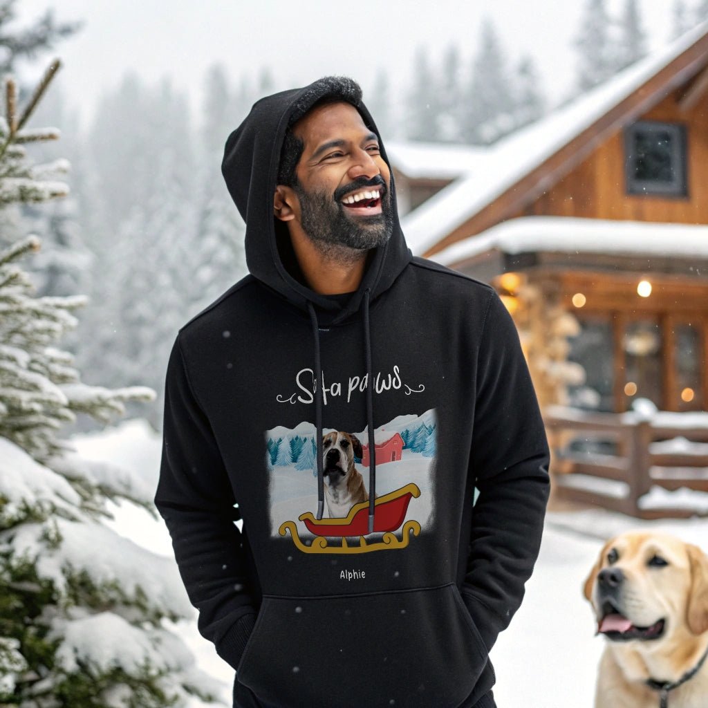 A Furry Friend's Winter Wonderland Hoodie with Custom Photo_Doggo Mojo_Hoodies_Athletic Heather_S_1