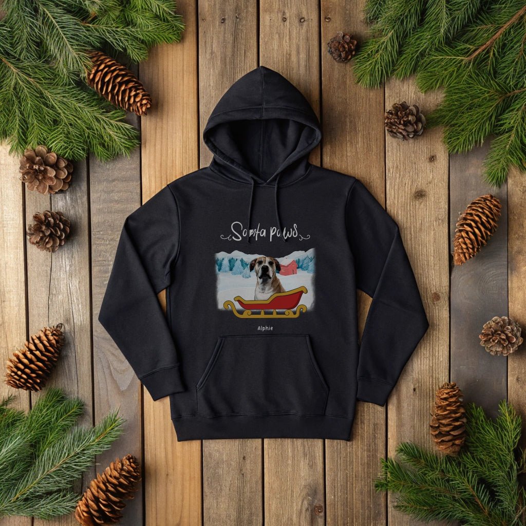 A Furry Friend's Winter Wonderland Hoodie with Custom Photo_Doggo Mojo_Hoodies_Black_S_4