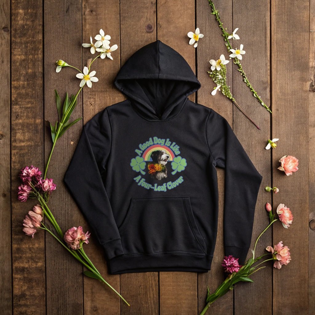 A Good Dog Is Like a Four - Leaf Clover" St. Patrick's Day Hoodie with Photo Upload_Doggo Mojo_Hoodies_4