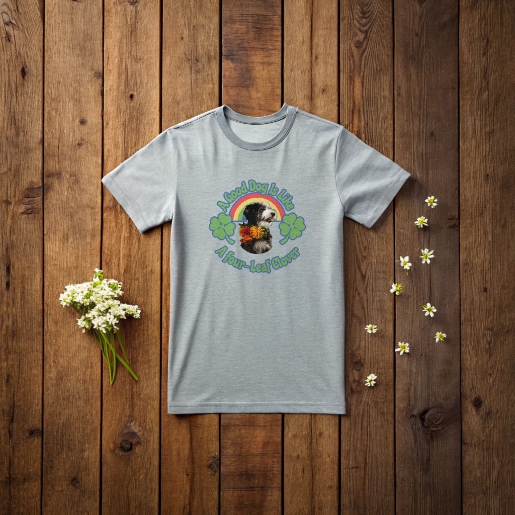 "A Good Dog Is Like a Four - Leaf Clover" St. Patrick's Day T-Shirt with Photo Upload_Doggo Mojo_T-shirts_5