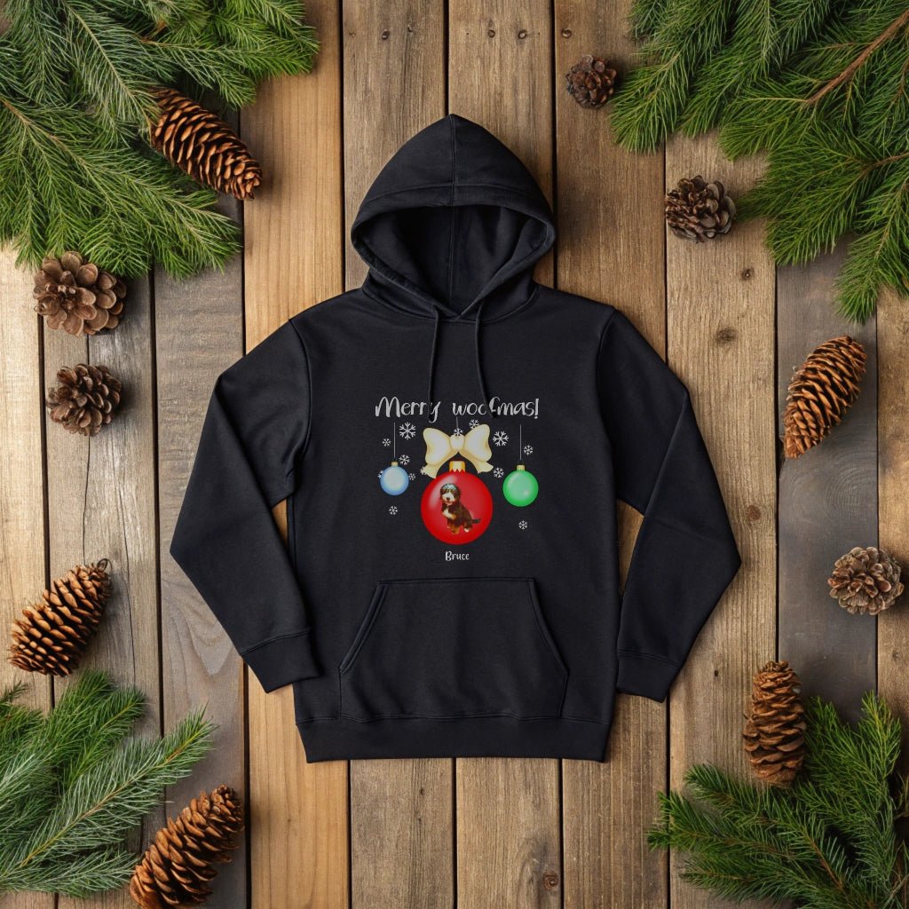 A Merry Woofmas: Your Dog's Personalized Hoodie with Custom Photo_Doggo Mojo_Hoodies_Black_S_4