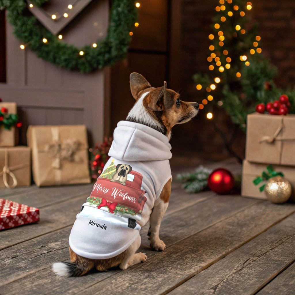 A Paw - sitively Festive Pet Hoodie_Doggo Mojo_Pet Hoodies_XXS_White Rib_1